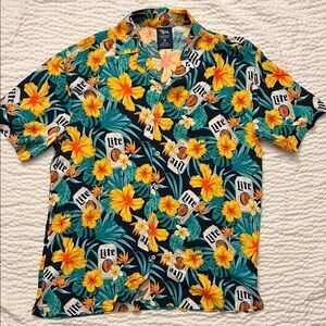 NWOT Miller Lite Tropical Cans Hawaiian Shirt